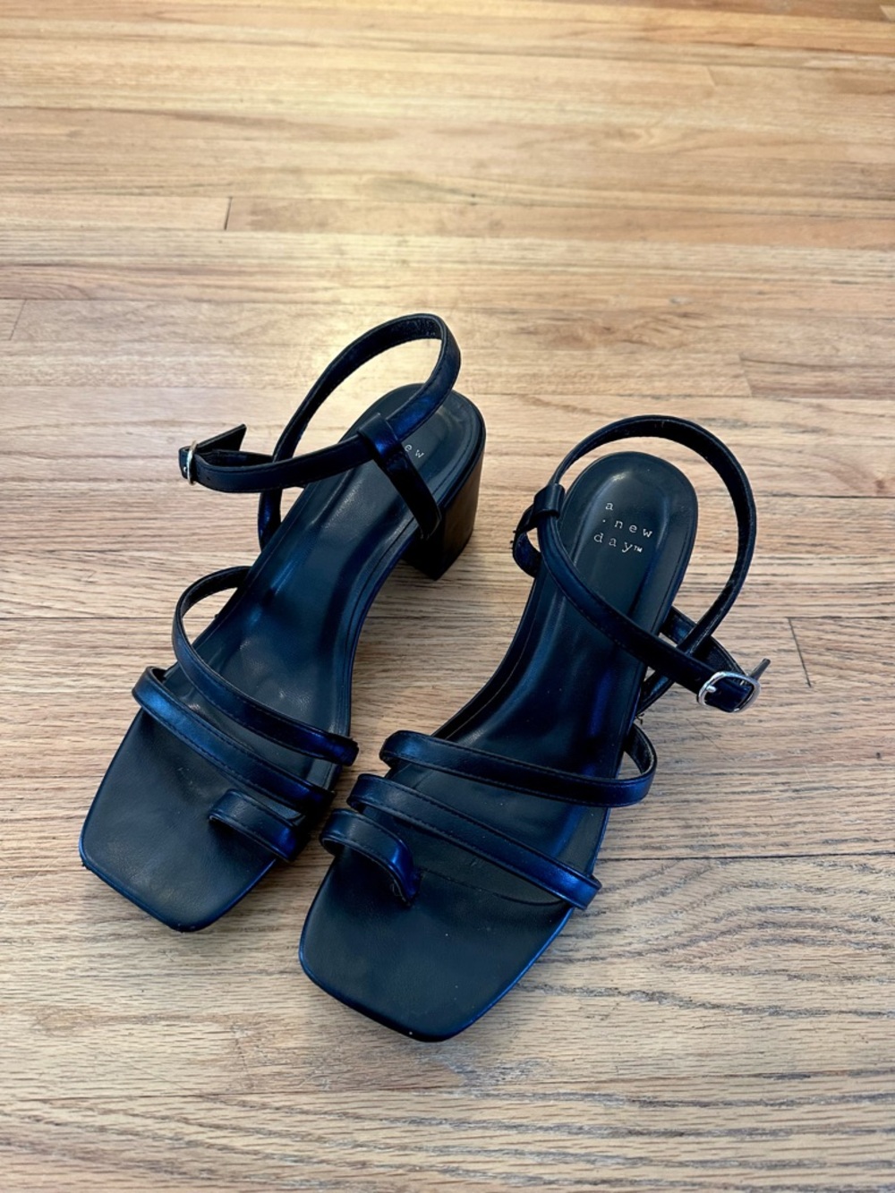 Black Strappy Block Heel Sandals